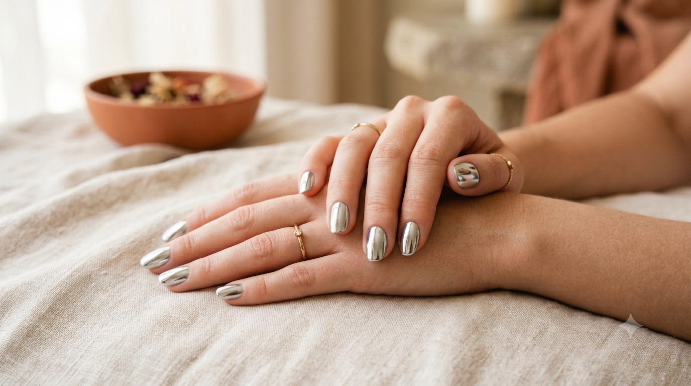 Chrome finish manicure